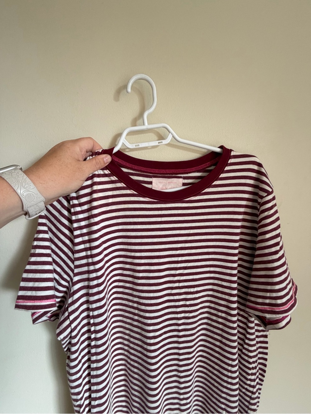 ban.do Burgundy and White Striped Midi Dress